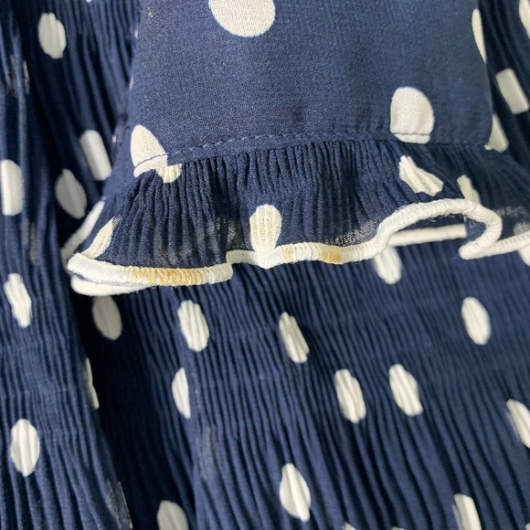 Daniel Rainn Womens Dress Size Large Blue Polka Dots Long Sleeves Mini Lined - Picture 4 of 14